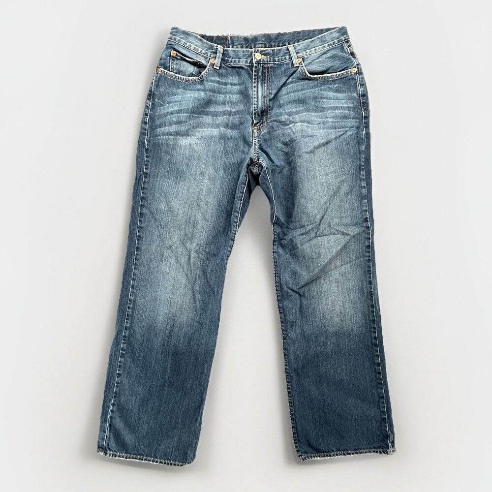 Lucky Brand Jeans Mens Bootleg Dungarees Denim Pant 36 x 31 Prickly Pear Wash